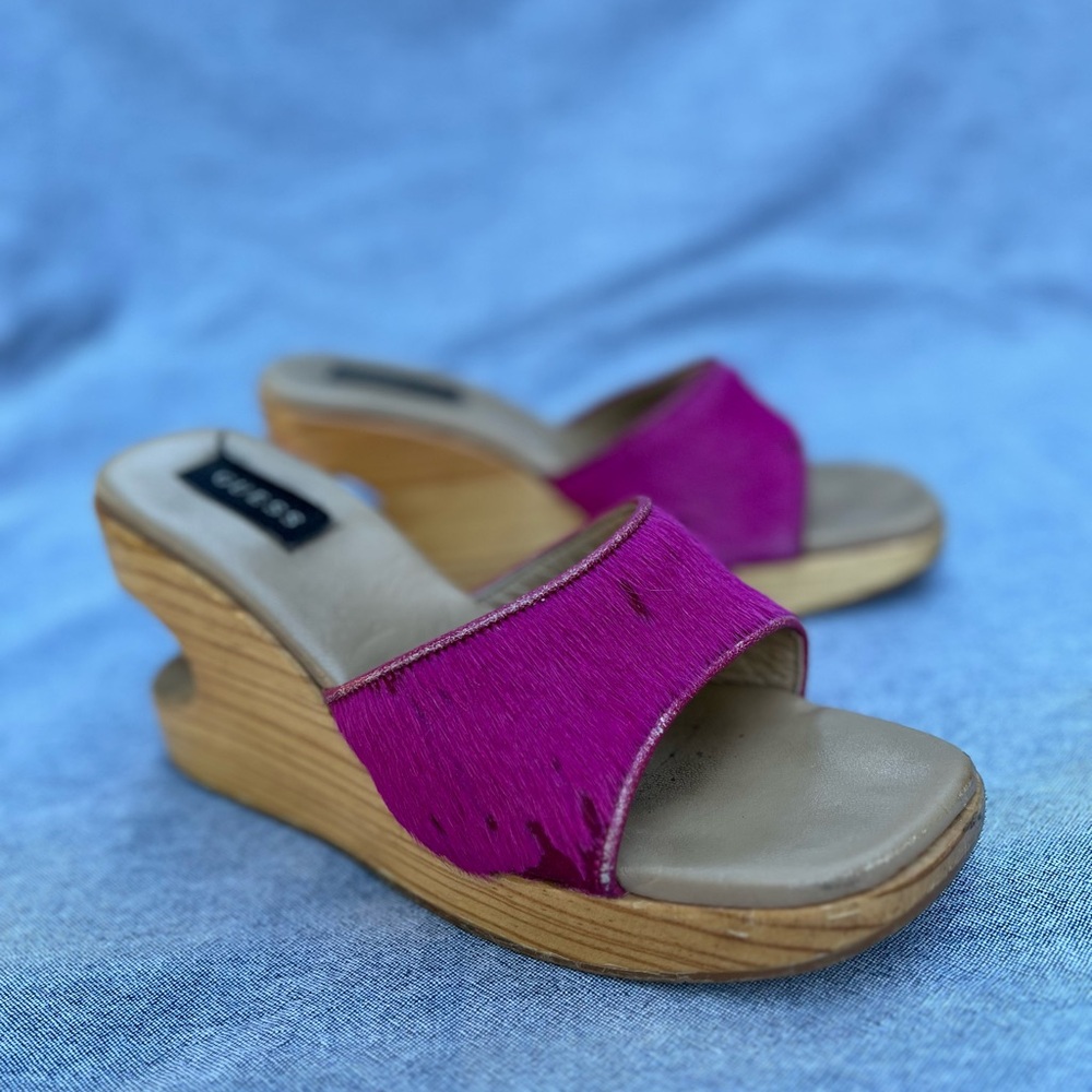 Stylish Pink Guess Wedge Sandals